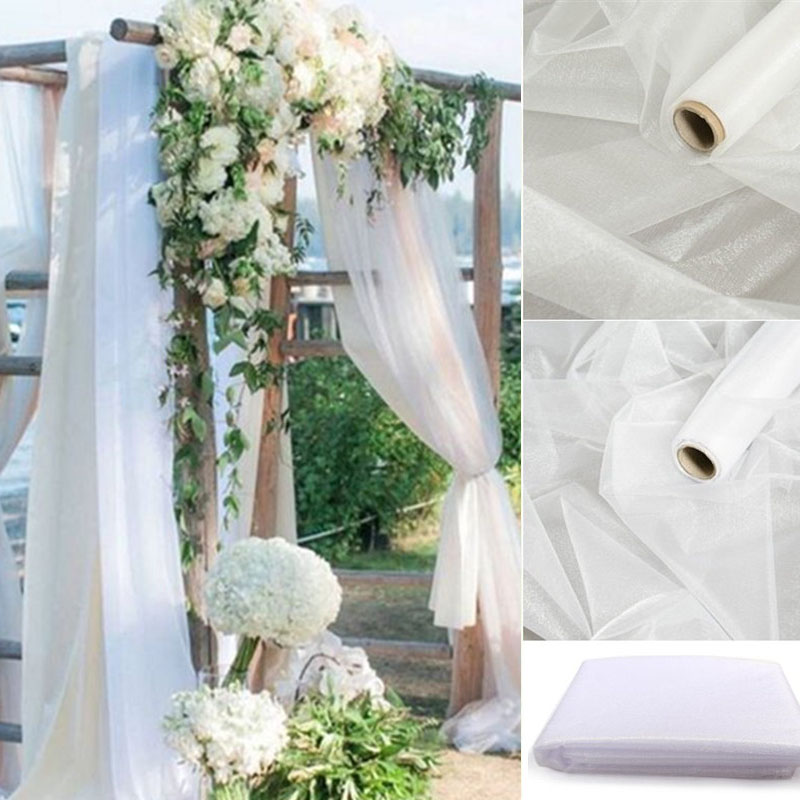 Chair Sash Organza - 5meter/lot Sheer Crystal Organza Tulle Roll