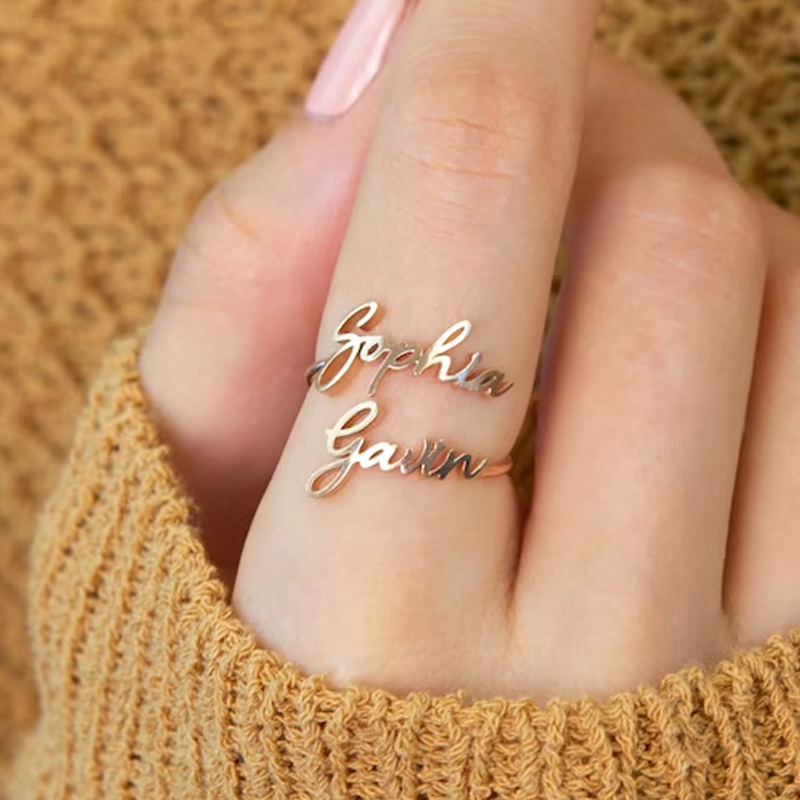 Custom Double Name Rings for W - Wedding Zone 评论和价格