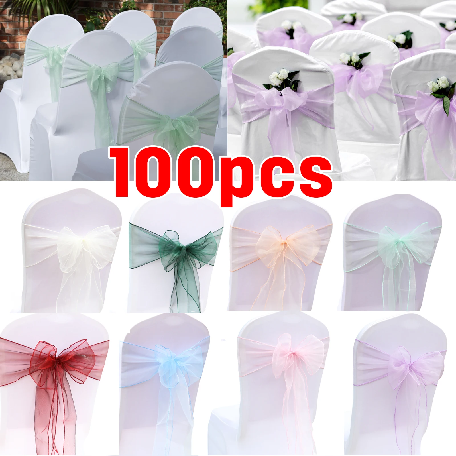10/50/100PCS 17x275cm Organza  - Chair Sash Organza 评论和价格