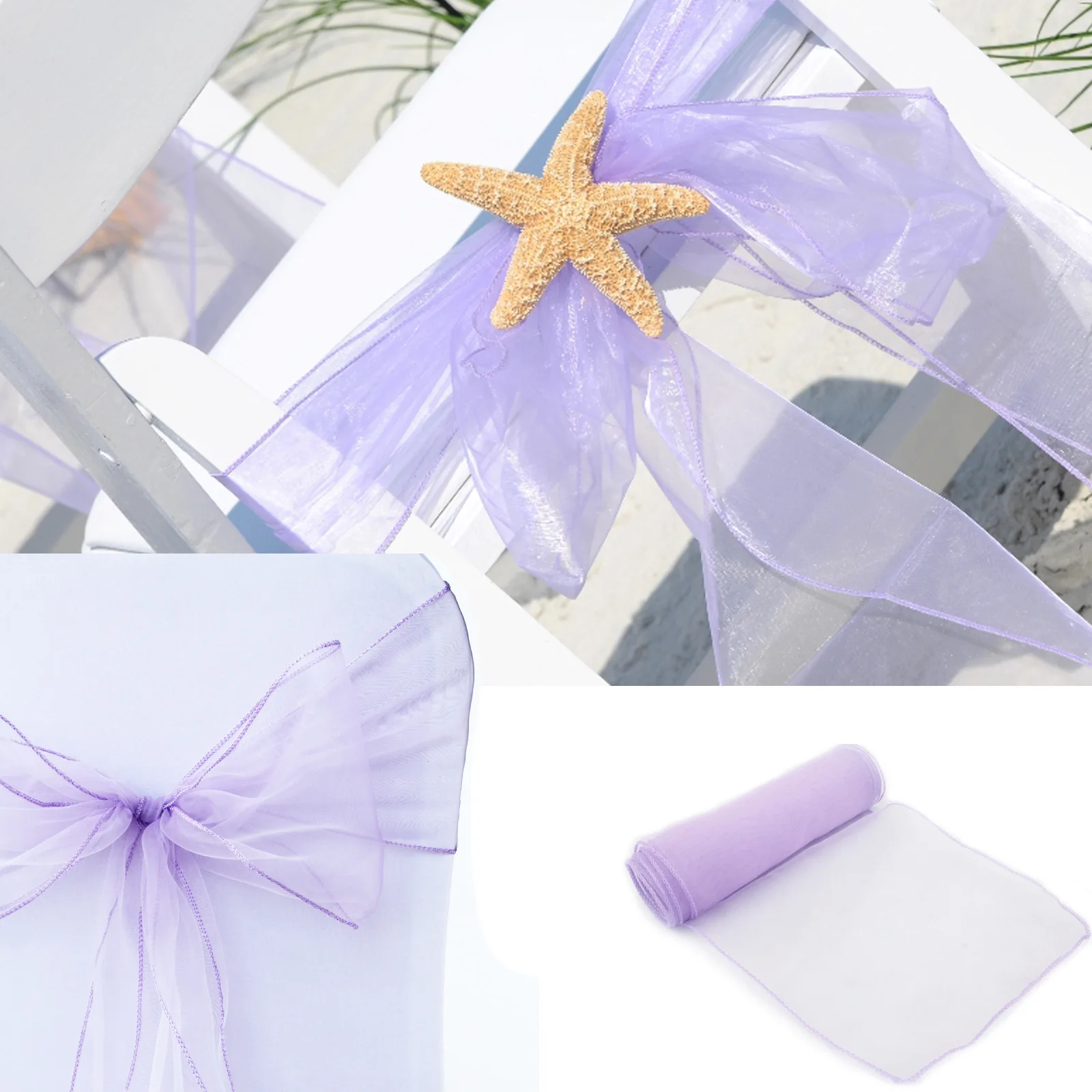 10/50/100PCS 17x275cm Organza  - Chair Sash Organza 评论和价格