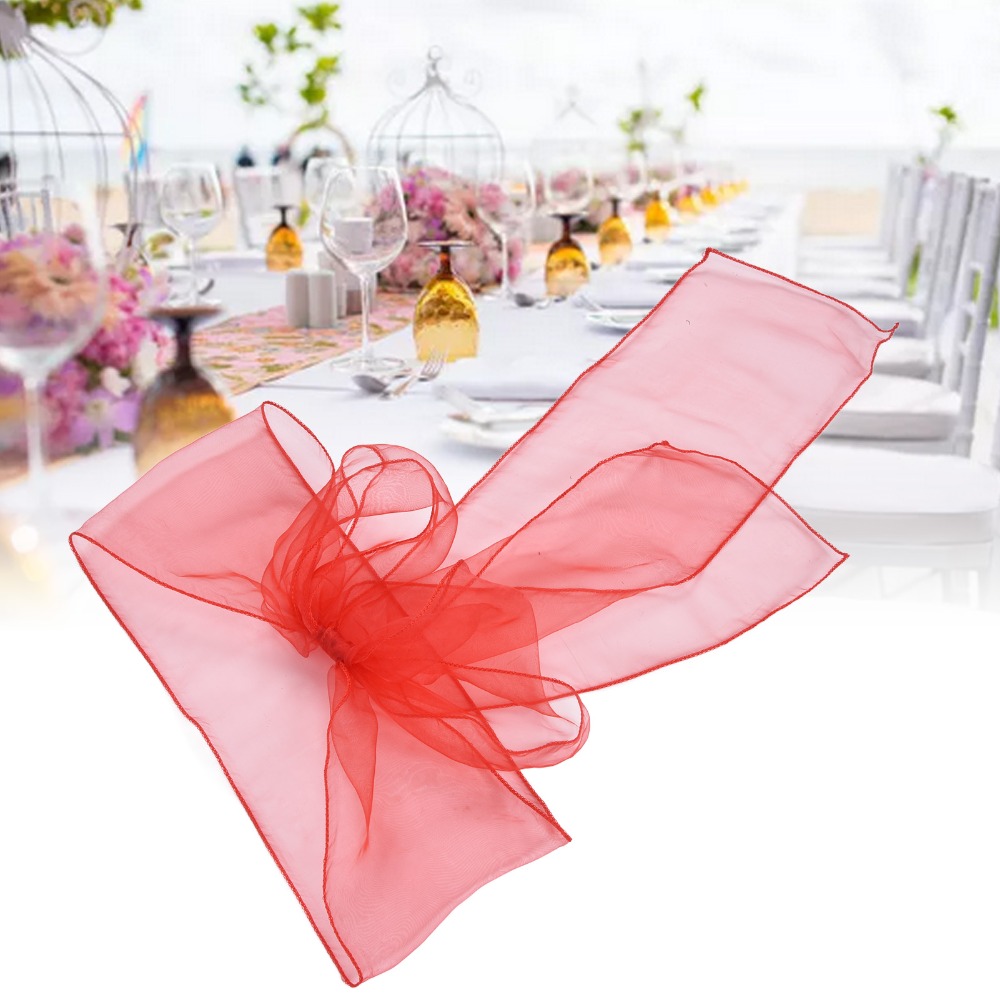 10Pcs Blue, red, yellow, purpl - Chair Sash Organza 评论和价格